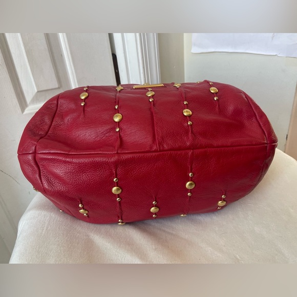 Isabelle Fiore Red Leather Studded Handbag EUC - Picture 3 of 15